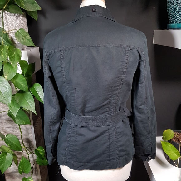 Linen Esprit Button Up Jacket Black Size 6 - Picture 6 of 10